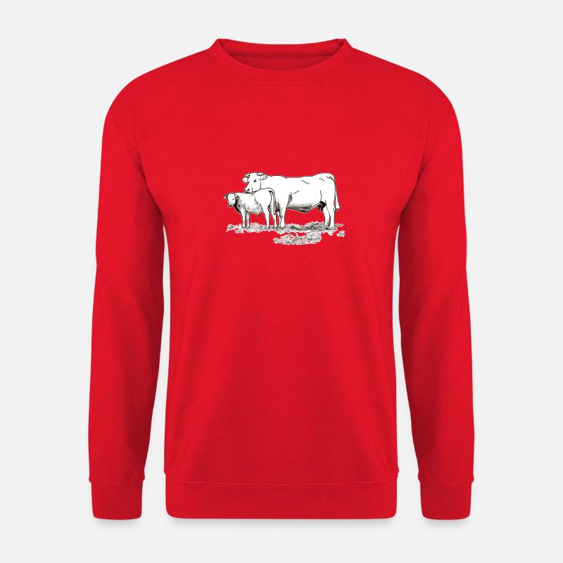 Kuh mit Kalb Bauernhof Geschenk Landwirt Rind - Unisex Pullover - Rot