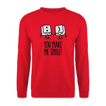 You make me smile - Unisex Pullover - Rot - Vorne - Alina (178cm) & Michal (187cm)