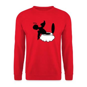little angel sits on the clouds. Toilet - Unisex Sweatshirt - red - Front - Alina (178cm) & Michal (187cm)