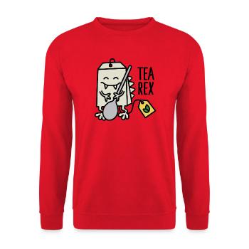 Tea Rex ( T-rex ) - Unisex Sweatshirt - red - Front - Alina (178cm) & Michal (187cm)