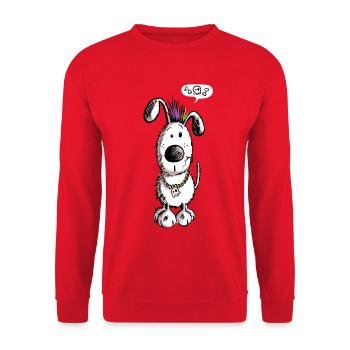 Skull Dog Comic - Fun - Cartoon - Dogs - Unisex Sweatshirt - red - Front - Alina (178cm) & Michal (187cm)