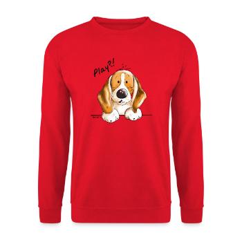 Süßer Beagle - Hund - Hunde - Dog - Comic - Unisex Pullover - Rot - Vorne - Alina (178cm) & Michal (187cm)