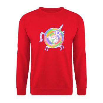 Pferd mit Flügeln - Unisex Pullover - Rot - Vorne - Alina (178cm) & Michal (187cm)