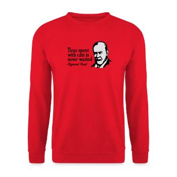 Time spent with cats is never Sigmund Freud - Sweat-shirt Unisexe - rouge - Devant - Alina (178cm) & Michal (187cm)