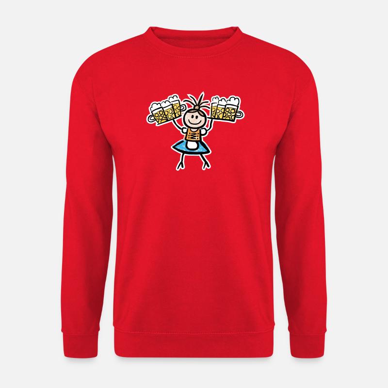 Kellnerin im Dirndl mit Biertablett - Unisex Pullover - Rot