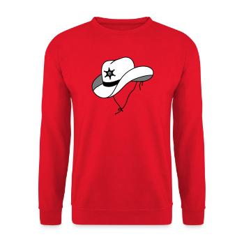 Chapeau de shérif avec petit crâne sur étoile de shérif - Sweat-shirt Unisexe - rouge - Devant - Alina (178cm) & Michal (187cm)