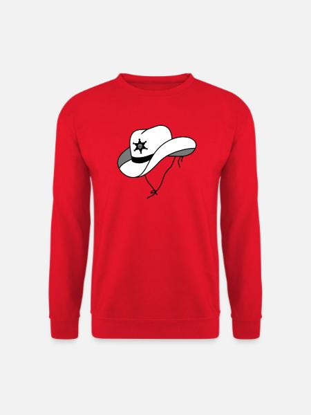 Sheriff Hut mit kleinem Skull auf Sheriff Stern - Unisex Pullover - Rot