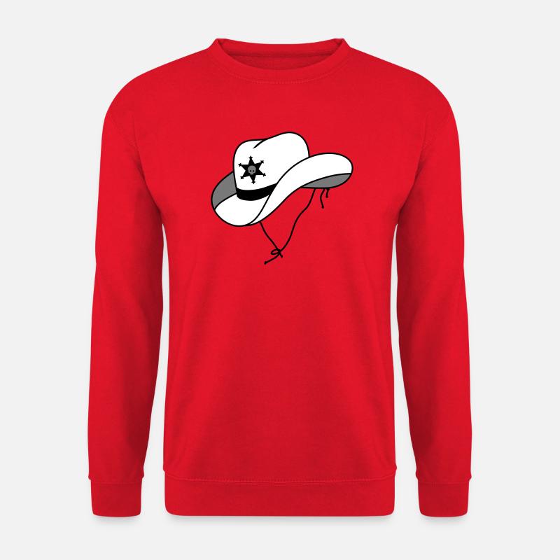 Sheriff Hut mit kleinem Skull auf Sheriff Stern - Unisex Pullover - Rot