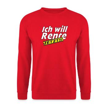 Fun Party Spruch Statement ich will Rente (25) - Unisex Pullover - Rot - Vorne - Alina (178cm) & Michal (187cm)