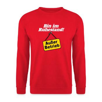 Rente Rentner Ruhestand Bin im Ruhestand(25) - Unisex Pullover - Rot - Vorne - Alina (178cm) & Michal (187cm)