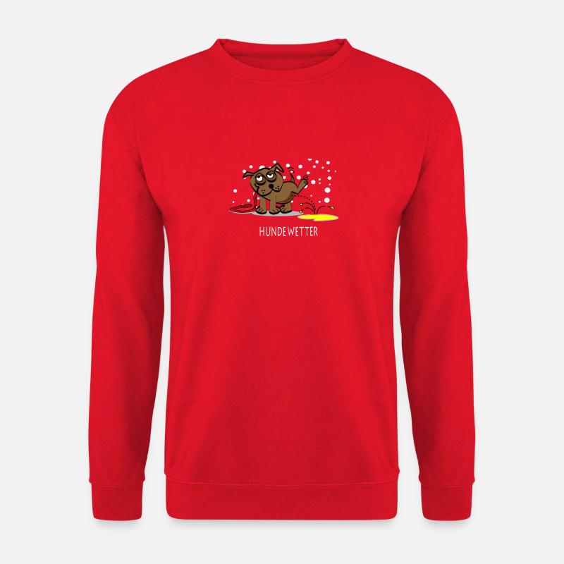 Hundewetter – Pfützen Spaß - Unisex Pullover - Rot