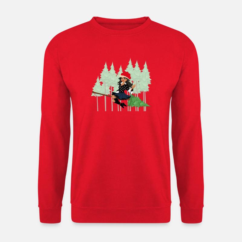 Moderne Schwarzwald Hexe Bollenhut Besen - Unisex Pullover - Rot