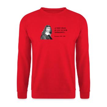 Descartes : je l'ai lu sur internet - Sweat-shirt Unisexe - rouge - Devant - Alina (178cm) & Michal (187cm)