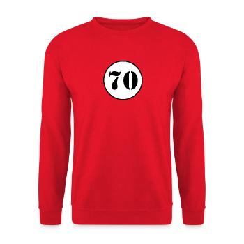 NUMMER 70 Siebzig Geburtstag Geschenk - Unisex Pullover - Rot - Vorne - Alina (178cm) & Michal (187cm)