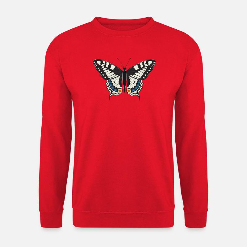 handgezeichneter Schwalbenschwanz Schmetterling - Unisex Pullover - Rot