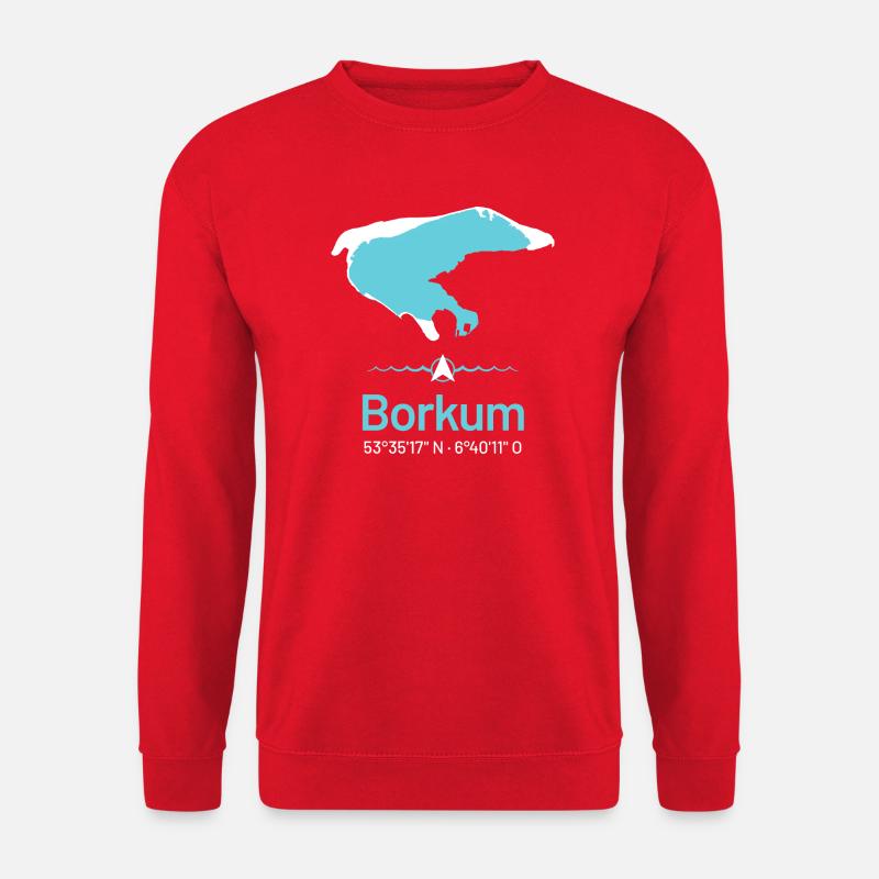 Borkum | Design-Landkarte - Unisex Pullover - Rot