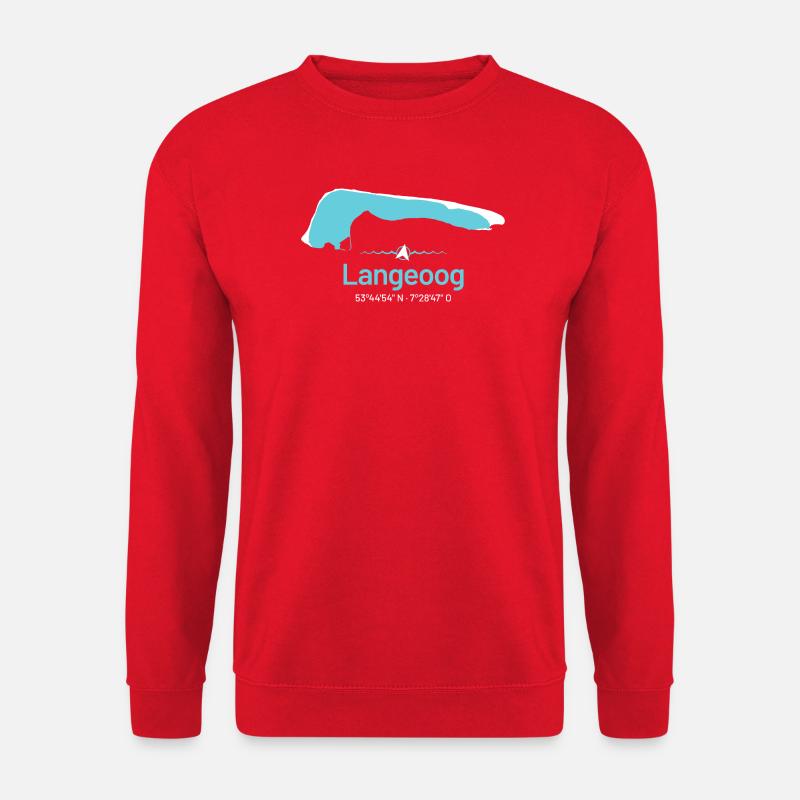 Langeoog | Design-Landkarte - Unisex Pullover - Rot