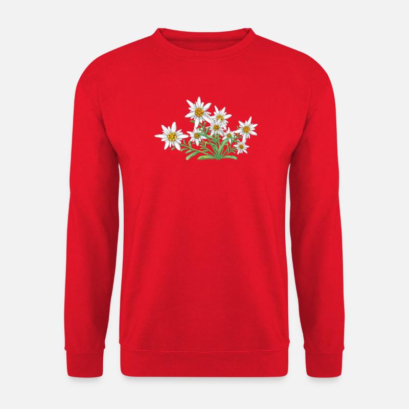 Das Edelweiss, Blume der Alpen, Blume der Schweiz - Unisex Pullover - Rot
