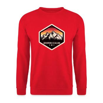 Adventure Is Calling Mountain Crest - Unisex Sweatshirt - red - Front - Alina (178cm) & Michal (187cm)