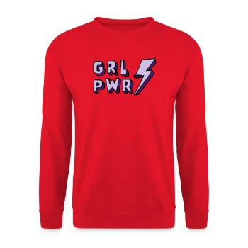 Illustration von Frauenpower und Energie - Unisex Pullover - Rot - Vorne - Alina (178cm) & Michal (187cm)