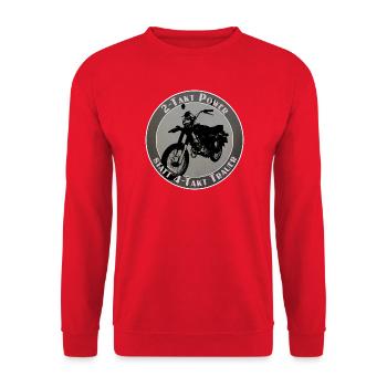 2-Takt Power, statt 4-Takt Trauer - Unisex Pullover - Rot - Vorne - Alina (178cm) & Michal (187cm)