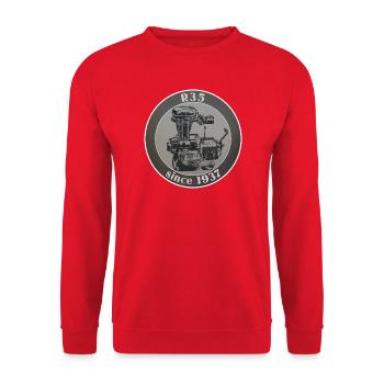 R35 since 1937 - Unisex Sweatshirt - red - Front - Alina (178cm) & Michal (187cm)
