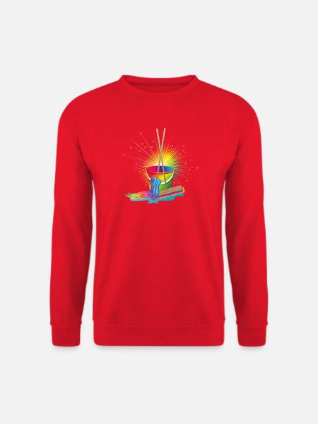 Wischmop,Besen und Eimer in Regenbogenfarben - Unisex Pullover - Rot