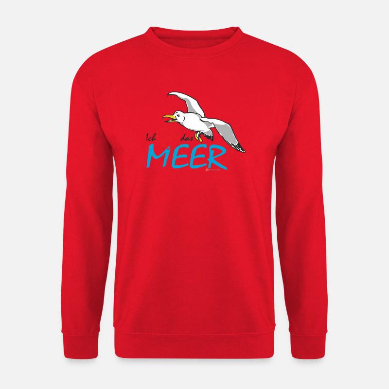 Möwe, Ich liebe das Meer - Unisex Pullover - Rot
