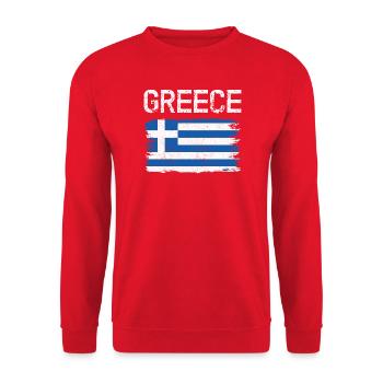 Distressed Greek Flag Graphic - Unisex Sweatshirt - red - Front - Alina (178cm) & Michal (187cm)
