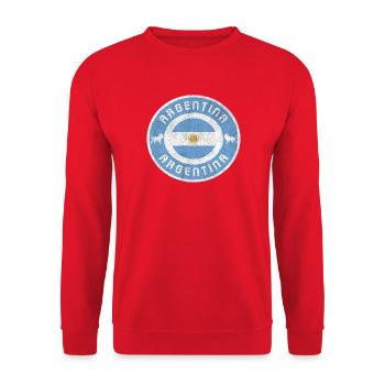 Argentinien Vintage Design mit Flagge / Geschenk - Unisex Pullover - Rot - Vorne - Alina (178cm) & Michal (187cm)