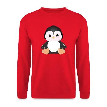 kleiner zauberhafter Baby Pinguin - Unisex Pullover - Rot - Vorne - Alina (178cm) & Michal (187cm)