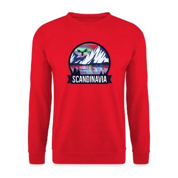 Nordic landscape with northern lights - Unisex Sweatshirt - red - Front - Alina (178cm) & Michal (187cm)