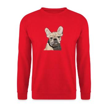 Französische Bulldogge - Unisex Pullover - Rot - Vorne - Alina (178cm) & Michal (187cm)