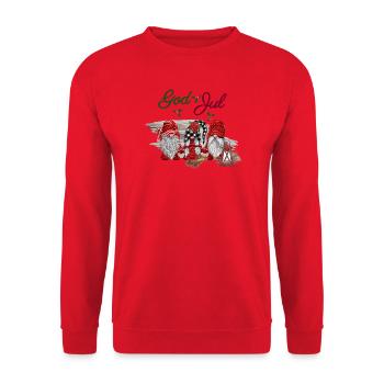 God jul Fröhliche Weihnachten Xmas Design - Unisex Pullover - Rot - Vorne - Alina (178cm) & Michal (187cm)