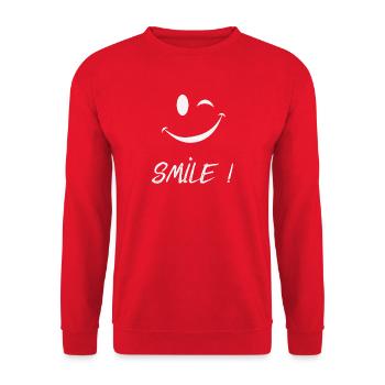 Smile - Unisex Pullover - Rot - Vorne - Alina (178cm) & Michal (187cm)