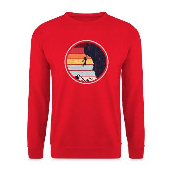 Retro Sunset Climb on Cliff - Unisex Sweatshirt - red - Front - Alina (178cm) & Michal (187cm)