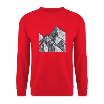 Lignes de montagne noires et blanches - Sweat-shirt Unisexe - rouge - Devant - Alina (178cm) & Michal (187cm)