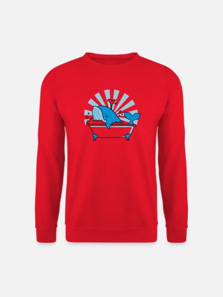 Wal in der Badewanne – Lustiges Ozean Design - Unisex Pullover - Rot