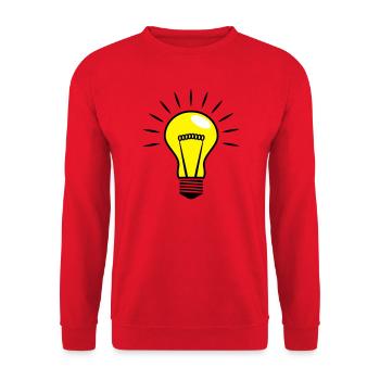 Glühbirne Comic Vektor 3 Farbig personalisierbar - Unisex Pullover - Rot - Vorne - Alina (178cm) & Michal (187cm)