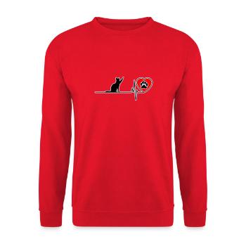 I love cats paws - Unisex Sweatshirt - red - Front - Alina (178cm) & Michal (187cm)