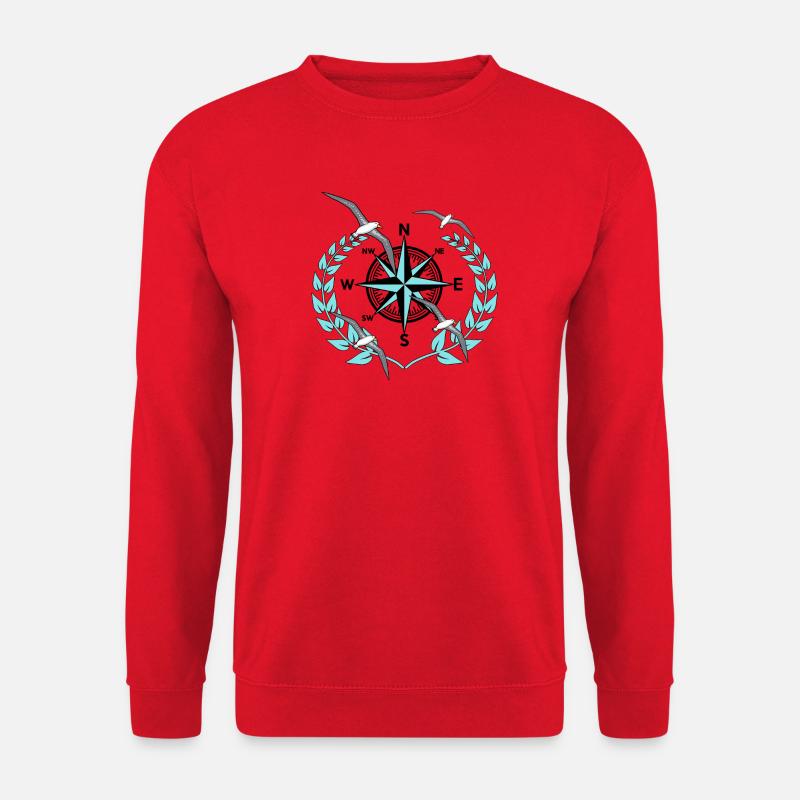 Kompass Windrose Möwen Nautik Maritim Seefahrt - Unisex Pullover - Rot