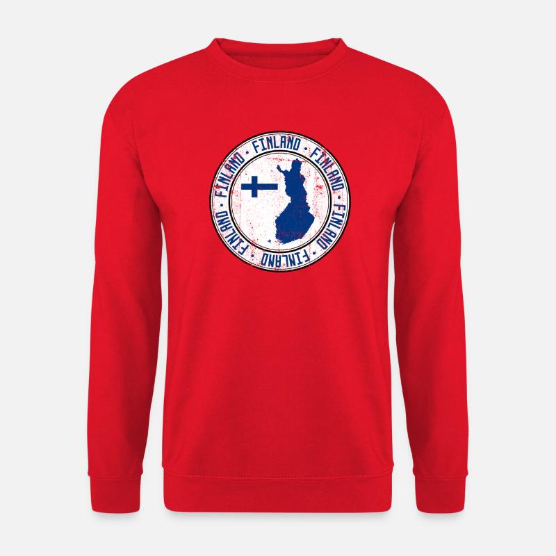 Finnland-Karten-Rundwappen mit Flagge - Unisex Pullover - Rot