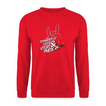 Schnackseln, bière et musique folklorique | ZiachON ! - Sweat-shirt Unisexe - rouge - Devant - Alina (178cm) & Michal (187cm)
