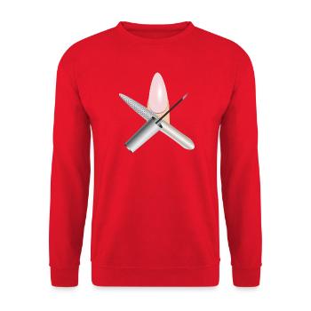 Fingernail manicure with nail file and nail polish - Unisex Sweatshirt - red - Front - Alina (178cm) & Michal (187cm)
