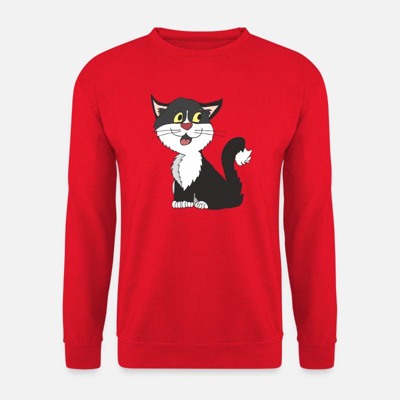 katze schwarz weiss - Unisex Pullover - Rot