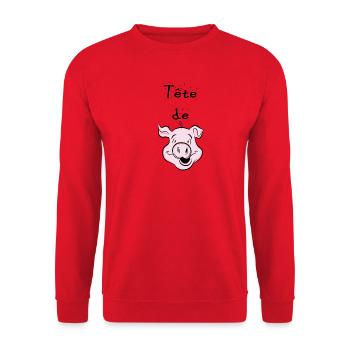 tête de cochon - Sweat-shirt Unisexe - rouge - Devant - Alina (178cm) & Michal (187cm)