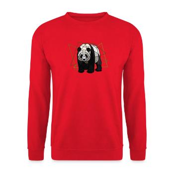 Großer Panda - Unisex Pullover - Rot - Vorne - Alina (178cm) & Michal (187cm)