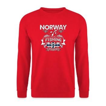 Norway Fishing Experience Angeln Norwegen - Unisex Pullover - Rot - Vorne - Alina (178cm) & Michal (187cm)
