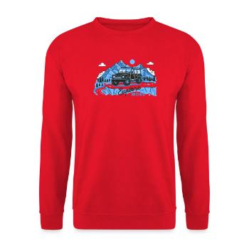 Defender explore more - Unisex Pullover - Rot - Vorne - Alina (178cm) & Michal (187cm)