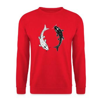 Fish black white Ying and yang - Unisex Sweatshirt - red - Front - Alina (178cm) & Michal (187cm)